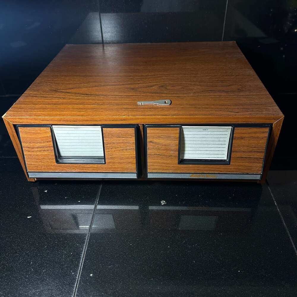 Add 'n Stac Vintage Woodgrain Two Drawer Storage Box Organizer